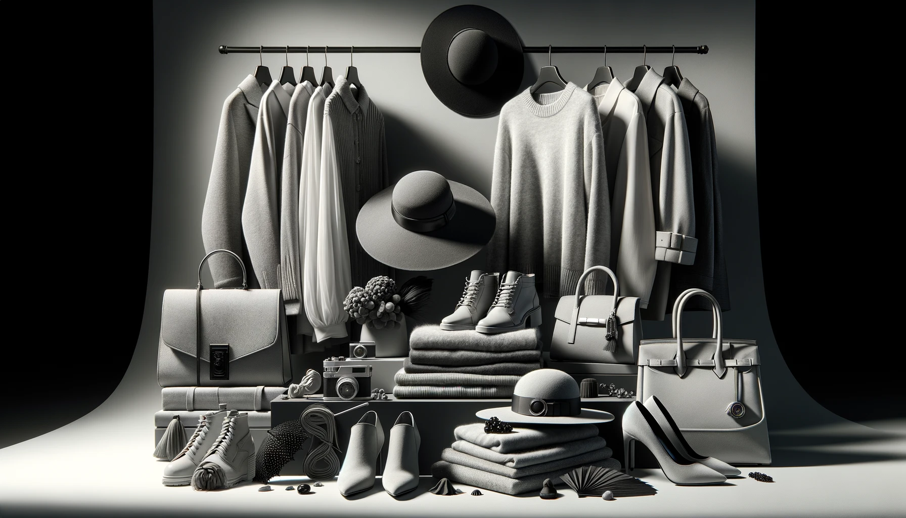 the monochrome clothing and fashion trend without any people