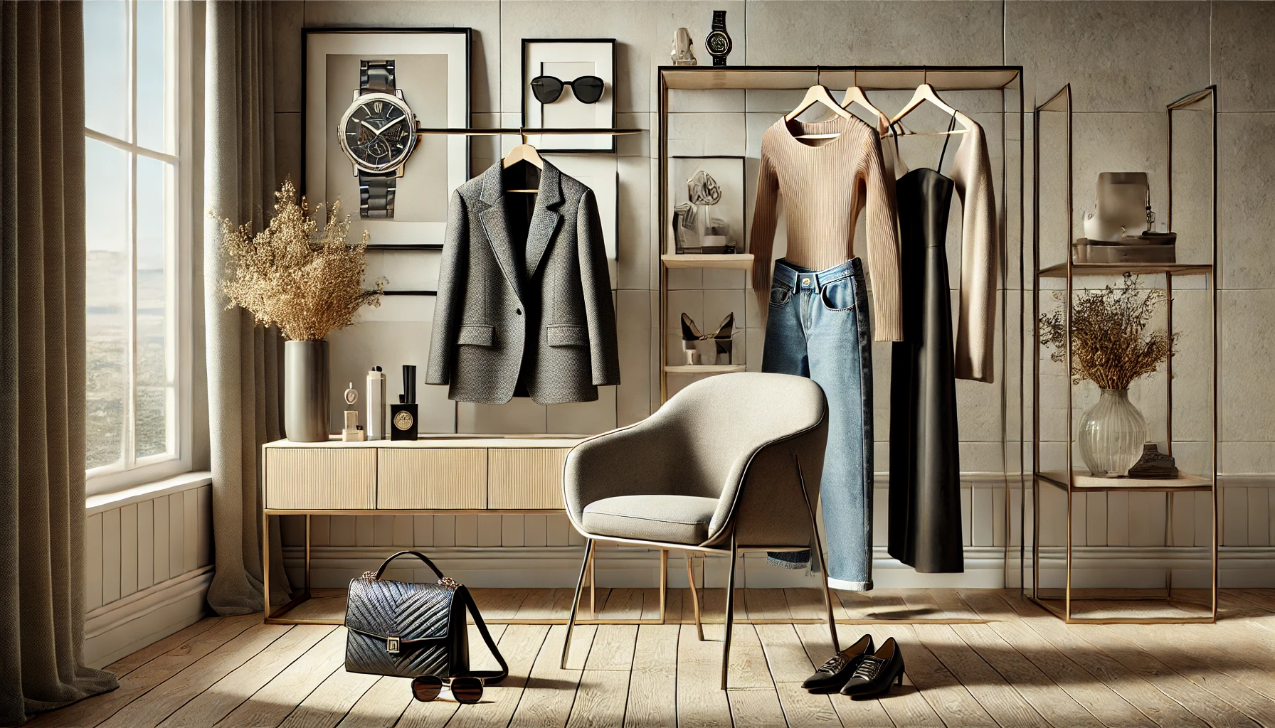 a stylish, minimalist living space that reflects the philosophy of timeless style.